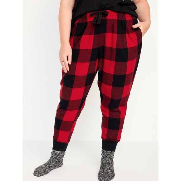 Old Navy womens NWT 4X Flannel Jogger Pajama pants buffalo plaid - Picture 1 of 3